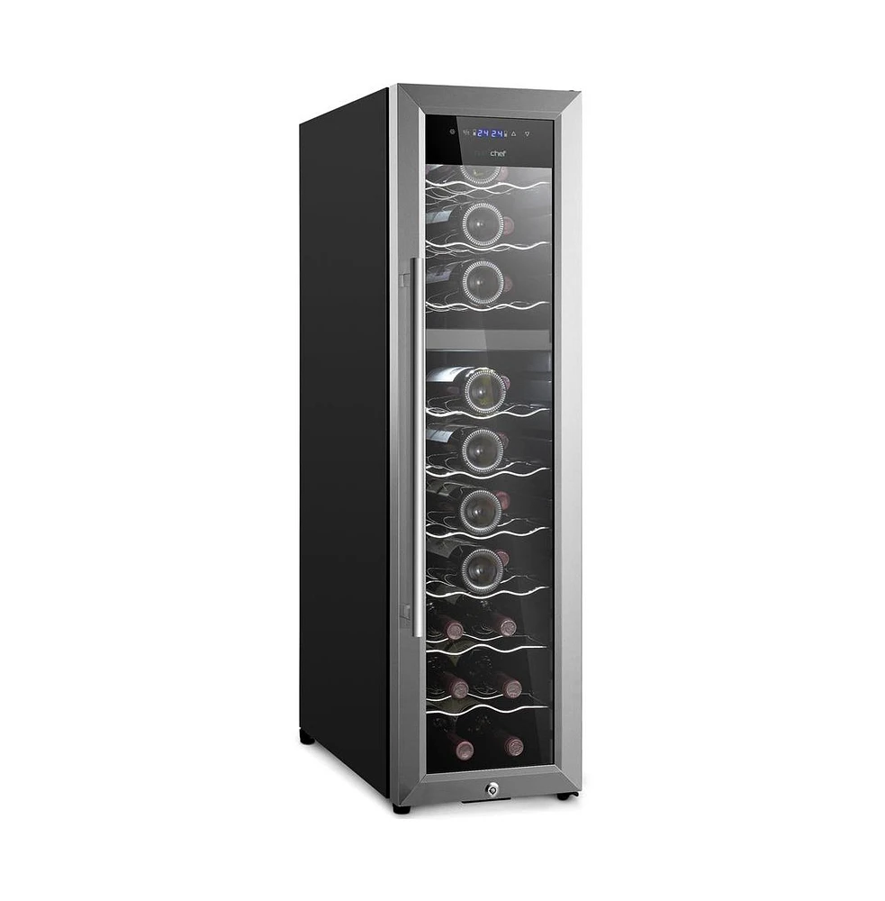 NutriChef Wine Chilling Refrigerator, 27-Bottle Capacity, Digital Touch Control, Compressor Cooling, Led Display