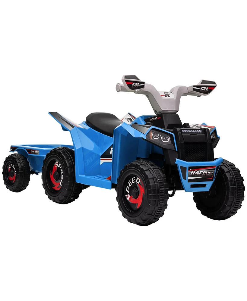 Aosom Kids Atv Quad Car with Back Trailer,