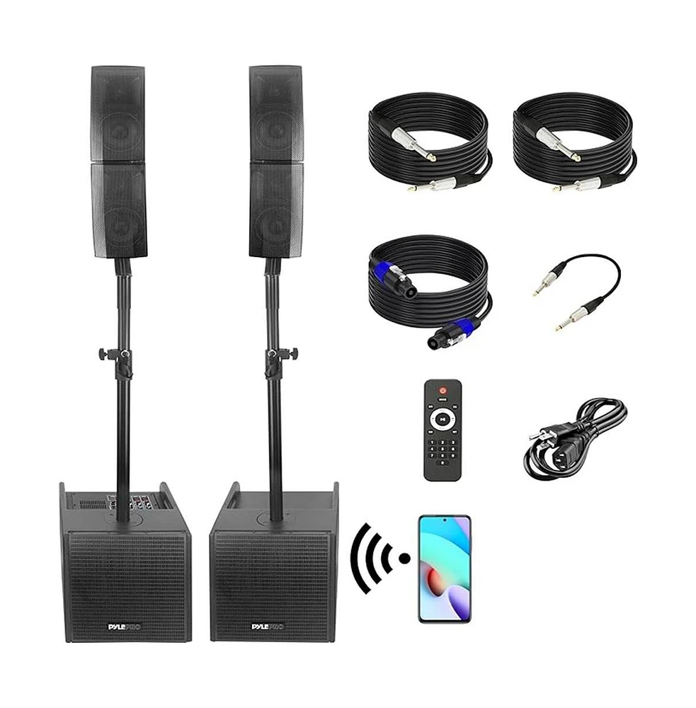 Pyle Wireless Bluetooth Streaming Active Pa Loudspeaker System with 2x12" Subwoofers & 4 Tweeters