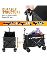 EchoSmile Collapsible Outdoor Utility Wagon, Beach Wagon for Sand with Big Wheels, Camping Portable Cart, Heavy Duty 480lbs Capacity Utility Wagon,Fol