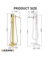 Casainc Freestanding Single Handle Floor Mounted Roman Tub Faucet Bathtub Filler with Hand Shower