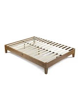 Slickblue Modern Platform Bed Frame in Rustic Pine Finish for Stylish and Durable Bedroom Decor