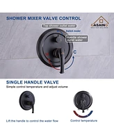 Casainc Wall Mount 2 Function Rainfall Shower System with 3 Setting Handheld, Rough-In Valve and Diverter