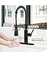 Casainc Pull Down Sprayer Kitchen Faucet with Infrared Sensor Induction Function and Deck Plate