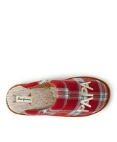 Dearfoams Men's Papa Bear Red Plaid Dad Scuff Slipper