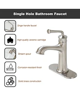 Casainc Single Hole Faucet Single-handle Bathroom Faucet with Drain Assembly