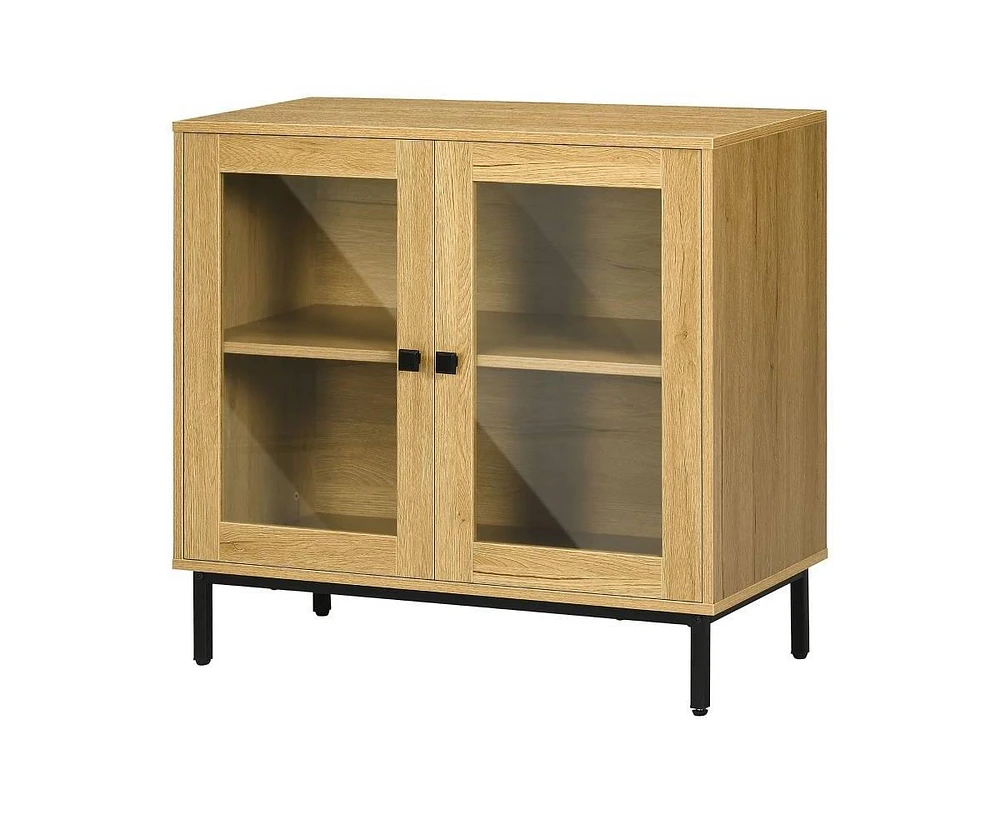 Slickblue Modern Glass Door Sideboard Buffet Dining Storage Cabinet for Stylish Organization