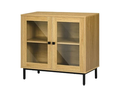 Slickblue Modern Glass Door Sideboard Buffet Dining Storage Cabinet for Stylish Organization