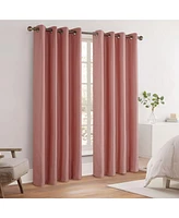 Awesome Home Texture Room Darkening Grommet Curtains Pair