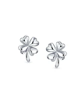 Bling Jewelry Luck of the Irish Shamrock Stud Earrings, Sterling Silver St. Patrick's Day Studs