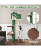 Gymax 7-Tier Modern Cat Tree Tower 61'' Cat Climbing Stand with Sisal Scratching Posts