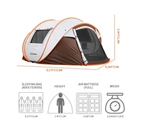 EchoSmile Camping Instant Tent, 2/4/6/8/10 Person Pop Up Tent, Water Resistant Dome Tent, Easy Setup for Camping Hiking and Outdoor, Portable Tent wit