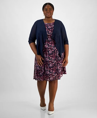 Connected Plus Open-Font Jacket & Printed Dress