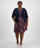Connected Plus Open-Font Jacket & Printed Dress