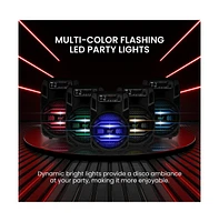 Pyle 8” Bluetooth Portable Pa Speaker with Flashing Party Lights, MP3/Usb/Fm Radio & Rechargeable Battery