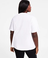 Bar Iii Trendy Plus Corset-Graphic Crewneck T-Shirt, Exclusively at Macy's