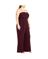 City Chic Plus Ann Chain Sleeveless Wide Leg Jumpsuit