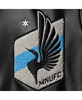 The Wild Collective Women's Black Minnesota United Fc Full-Snap Bomber Jacket