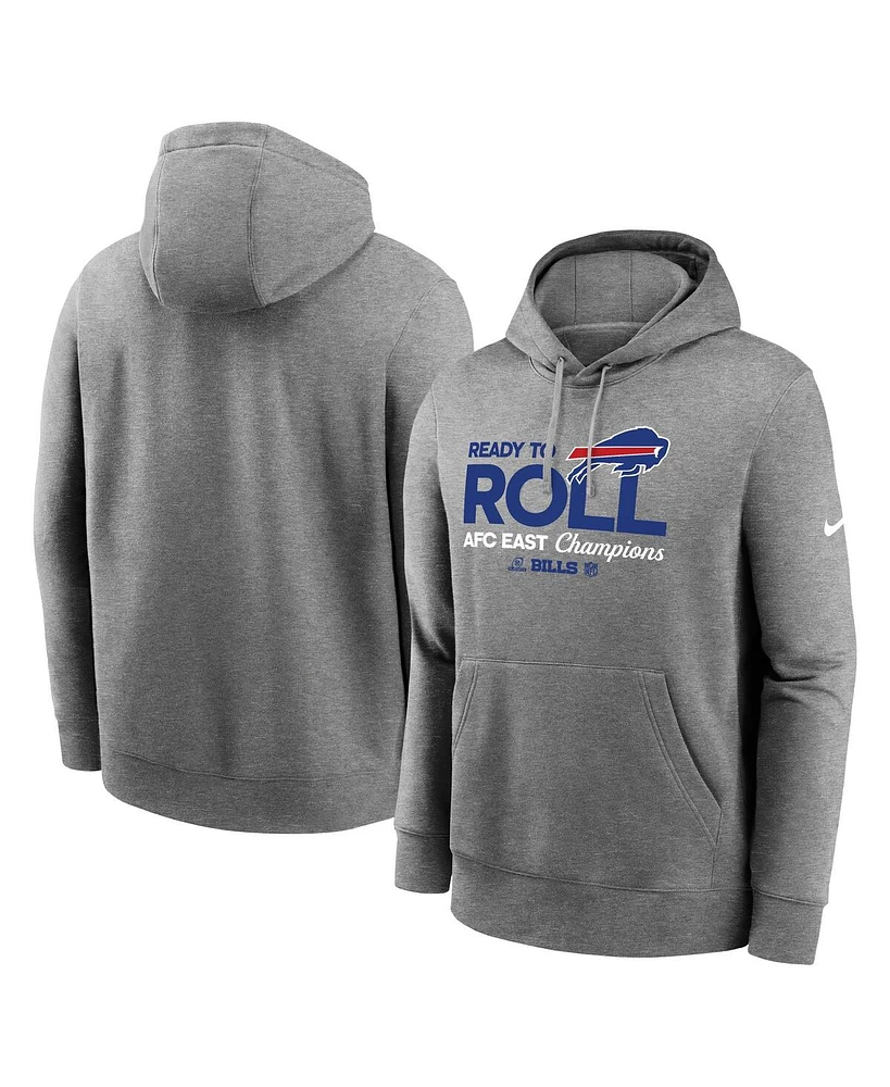 Nike Men's Heather Gray Buffalo Bills 2024 Afc East Division Champions Locker Room Trophy Collection Pullover Hoodie