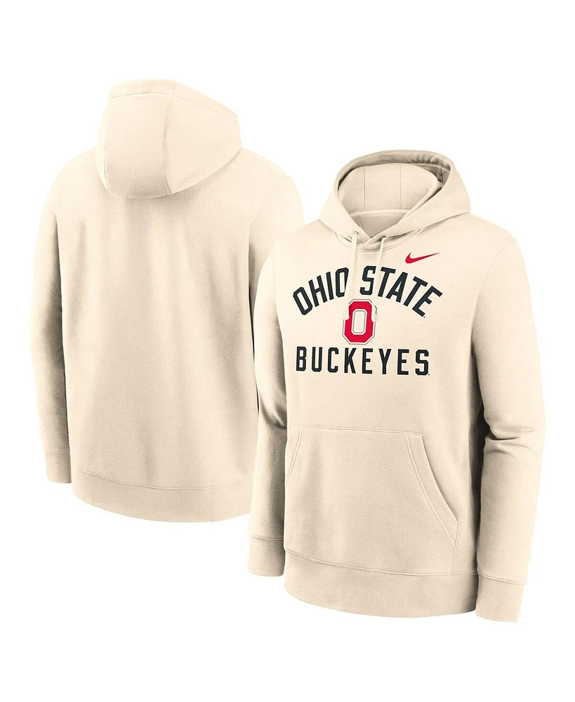 Nike Men's Cream Ohio State Buckeyes Arch Logo Pullover Hoodie