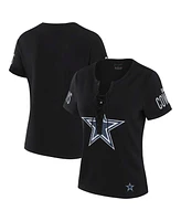 Wear by Erin Andrews x Gracie Hunt Women's Black Dallas Cowboys Draft Me Lace-Up T-Shirt