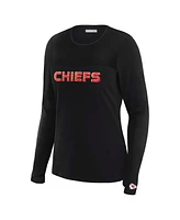 Wear by Erin Andrews x Gracie Hunt Women's Black Kansas City Chiefs Mesh Panel Long Sleeve T-Shirt