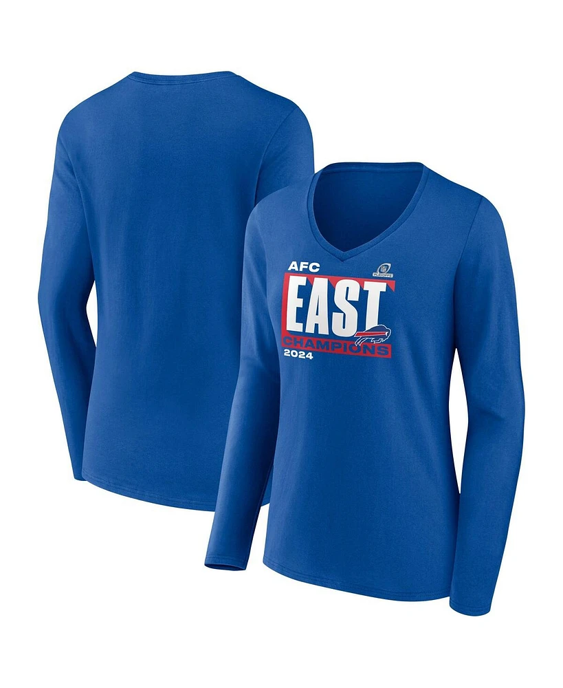 Fanatics Women's Royal Buffalo Bills 2024 Afc East Division Champions Plus Long Sleeve Scoop Neck T-Shirt