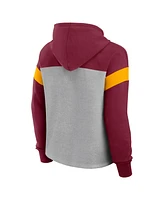 Fanatics Women's Heather Gray/Burgundy Washington Commanders Bold Play Call Pullover Hoodie