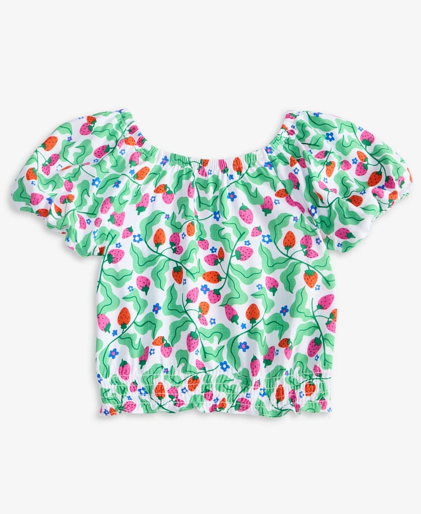 Epic Threads Big Girls Berry-Print Smocked Puff-Sleeve Top, Exclusively at Macy's