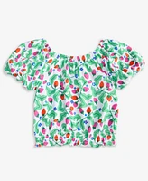 Epic Threads Big Girls Berry-Print Smocked Puff-Sleeve Top, Exclusively at Macy's