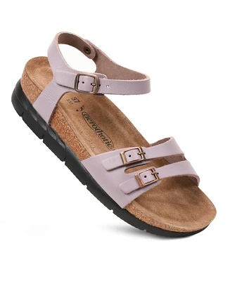 Aerothotic - Whitney Open Toe Genuine Leather Platform Sandals with Adjustable Ankle Strap