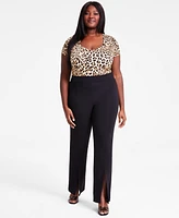 Bar Iii Trendy Plus High-Rise Pull-On Ponte Flare-Leg Pants, Exclusively at Macy's