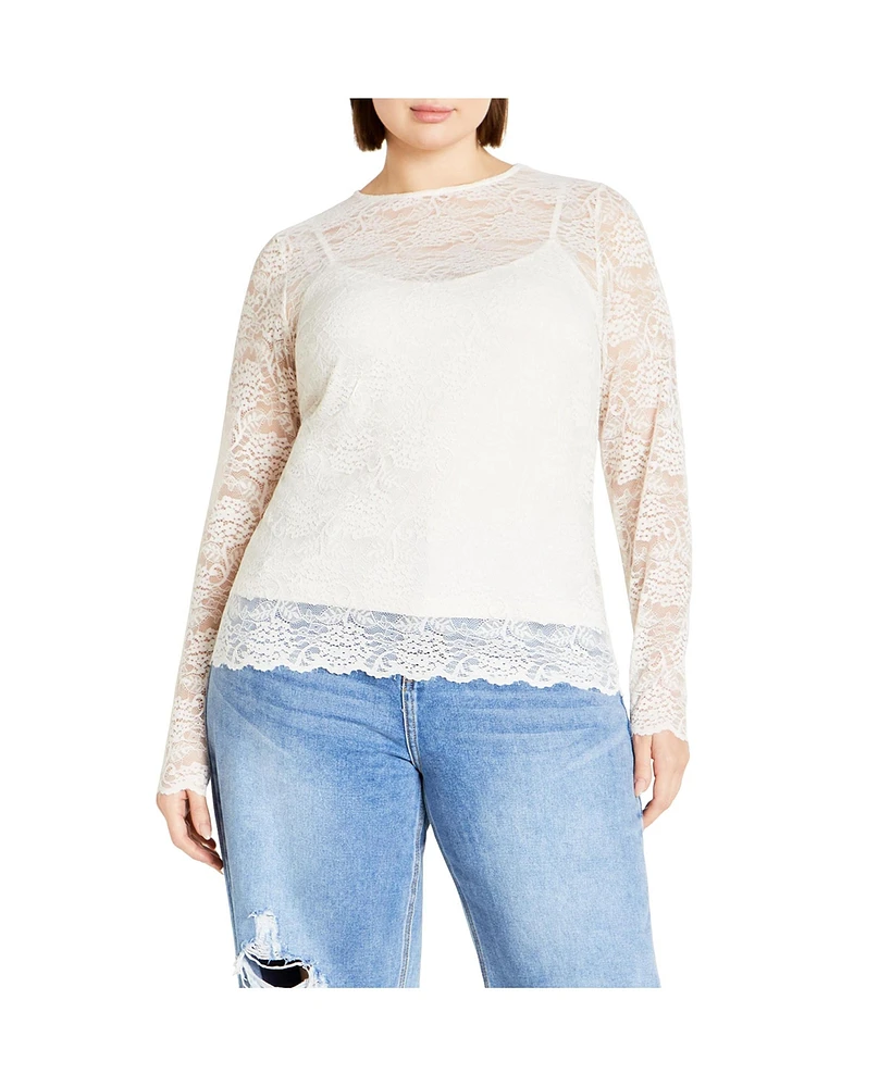 City Chic Plus Size Lace Selena Top