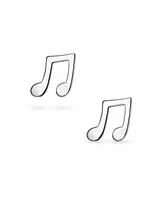 Bling Jewelry Dainty Eighth Note Stud Earrings for Musicians in Sterling Silver