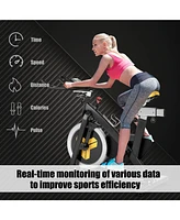 Gymax Belt Drive Stationary Bike Indoor Magnetic Exercise Bike Cardio Fitness