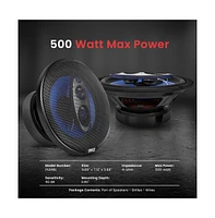 Pyle 8'' Four-Way Quadriaxial Speaker System, 500W, 4 Ohm, Blue (Pair)