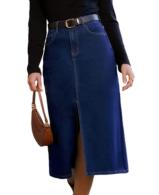 Cupshe Women's Blue Denim Midi Skirt