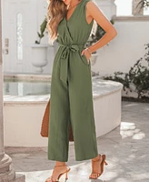 Cupshe Women's Overlap Collar Waist Tie Jumpsuit