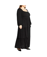 City Chic Plus Size Dahlia Tiered Plain Maxi Dress