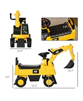 Aosom Cat Licensed Excavator Ride-on Toy for Kids w/ Manual Shovel,