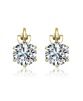 Genevive Sterling Silver 14k Gold Plated Cubic Zirconia Solitaire Drop Stud Earrings