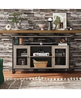 Wlive TV Stand 55 inch TvTall Entertainment Center with Storage Farmhouse Industrial Console for Bedroom Living Room