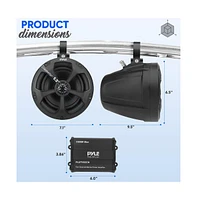 Pyle 5.25'' Waterproof Off-Road Speakers with 2-Channel Amplifier, 1000W, Chrome
