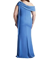 Tadashi Shoji Cassia Bow-Shoulder Crepe Gown