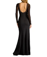 Tadashi Shoji Women's Savoy Sheer Sleeve Gown