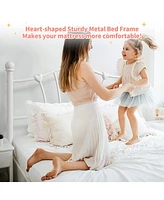 gaomon Twin Size Metal Platform Bed Frame for Girls, Twin Bed Frame with Headboard