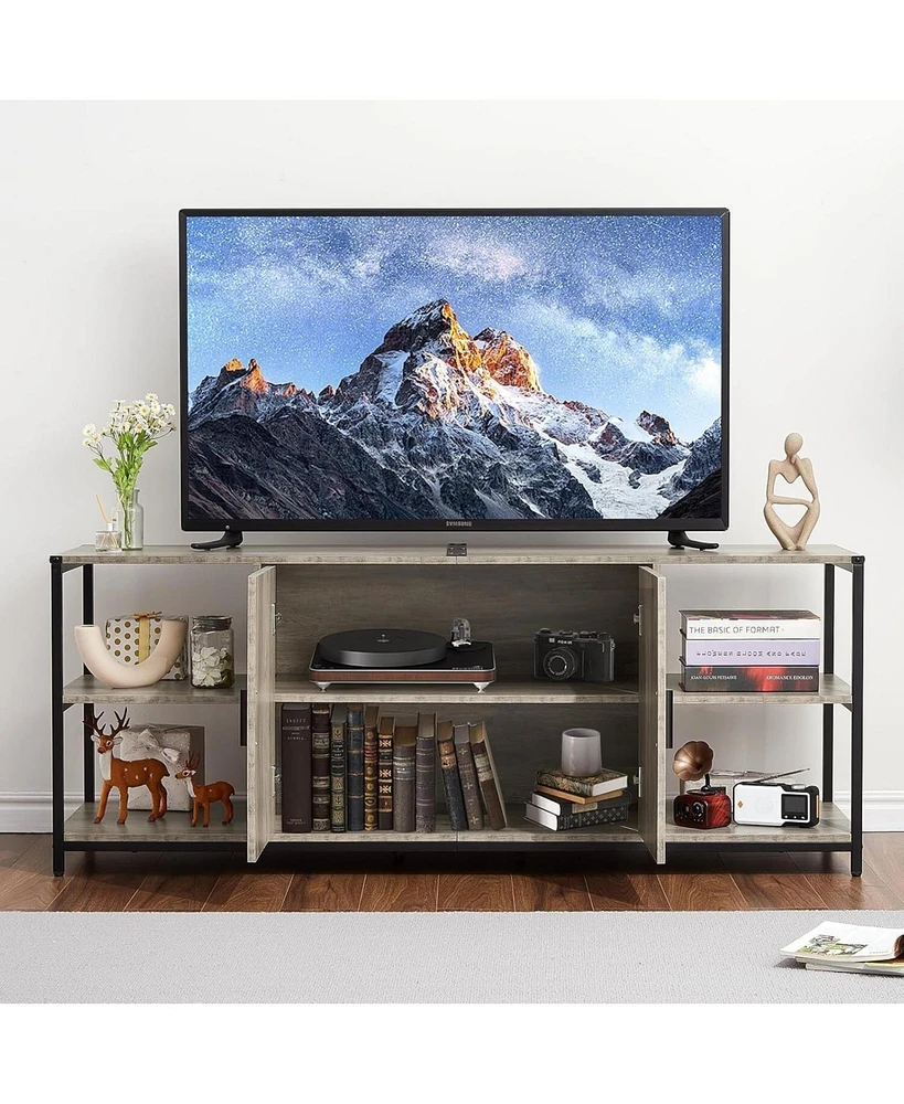 gaomon Industrial TV Stand for Tvs Up to 75", Modern Entertainment Center with Storage Cabinet and Open Shelves, Console Living Room, Bedroom