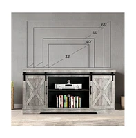 gaomon Farmhouse Tv Stand with Storage, Entertainment Center with Sliding Barn Doors, Modern Media Tv Console Tv Stands for Living Room Bedroom