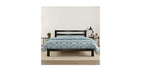 Slickblue Heavy Duty Metal Platform Bed Frame with Headboard and Wood Slats