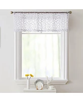 Hlc.me Audrey Embroidered Sheer Voile 3-Piece Kitchen Curtain Cafe Valance and Tiers